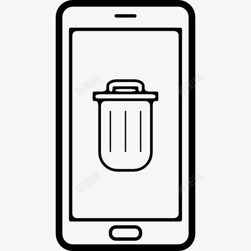 带有屏幕上的垃圾标志的手机图标png_新图网 https://ixintu.com 回收站 垃圾 屏幕 工具 工具和用具 手机 手机屏幕展示图 电话 符号