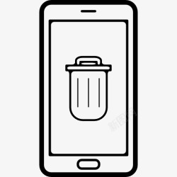 手机回收带有屏幕上的垃圾标志的手机图标高清图片