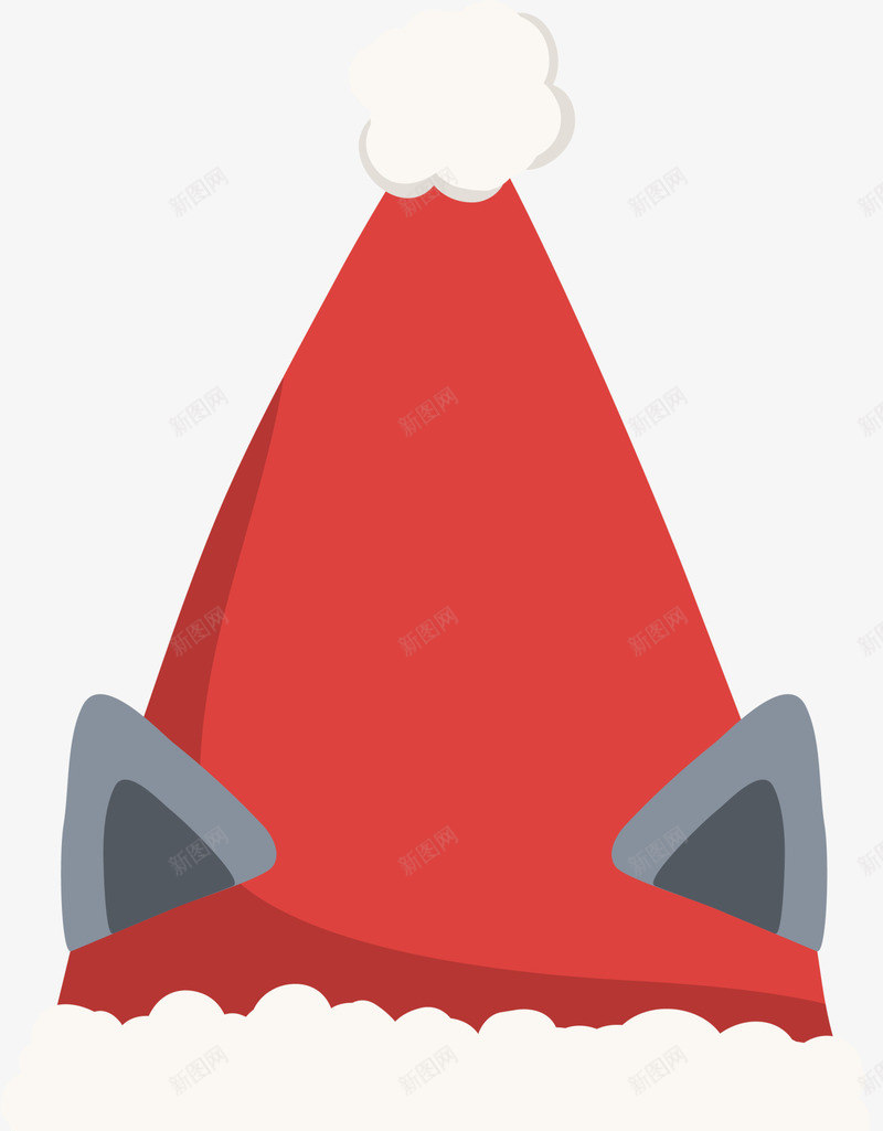 圣诞节红色圣诞帽png免抠素材_新图网 https://ixintu.com 动物圣诞帽 圣诞节帽子 灰色耳朵 童趣 红色圣诞帽 红色帽子