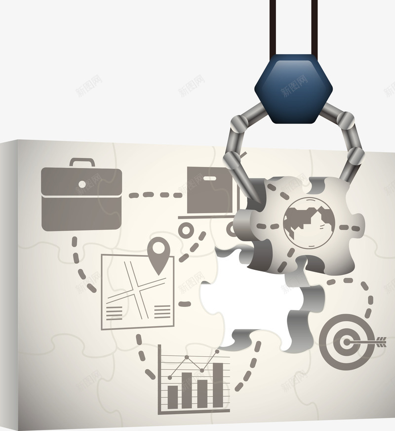 机器拼图矢量图eps免抠素材_新图网 https://ixintu.com 商务拼图 拼图 机器 矢量拼图 走势图 矢量图