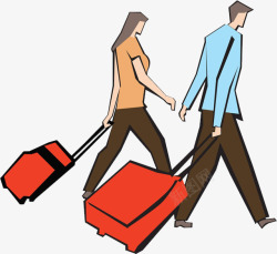 拖行李去旅游拖行李的男女高清图片
