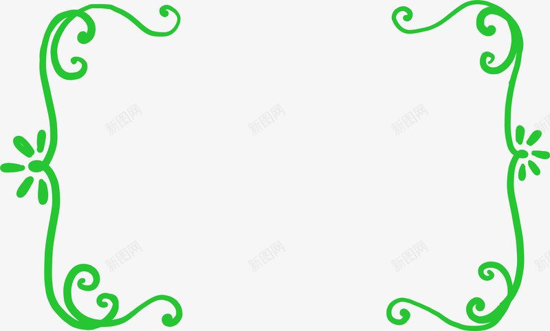 绿色手绘涂鸦风边框png免抠素材_新图网 https://ixintu.com 信件边框 手绘边框 涂鸦边框 花纹边框