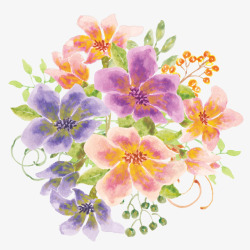 水墨元素材水彩盛开的花朵高清图片