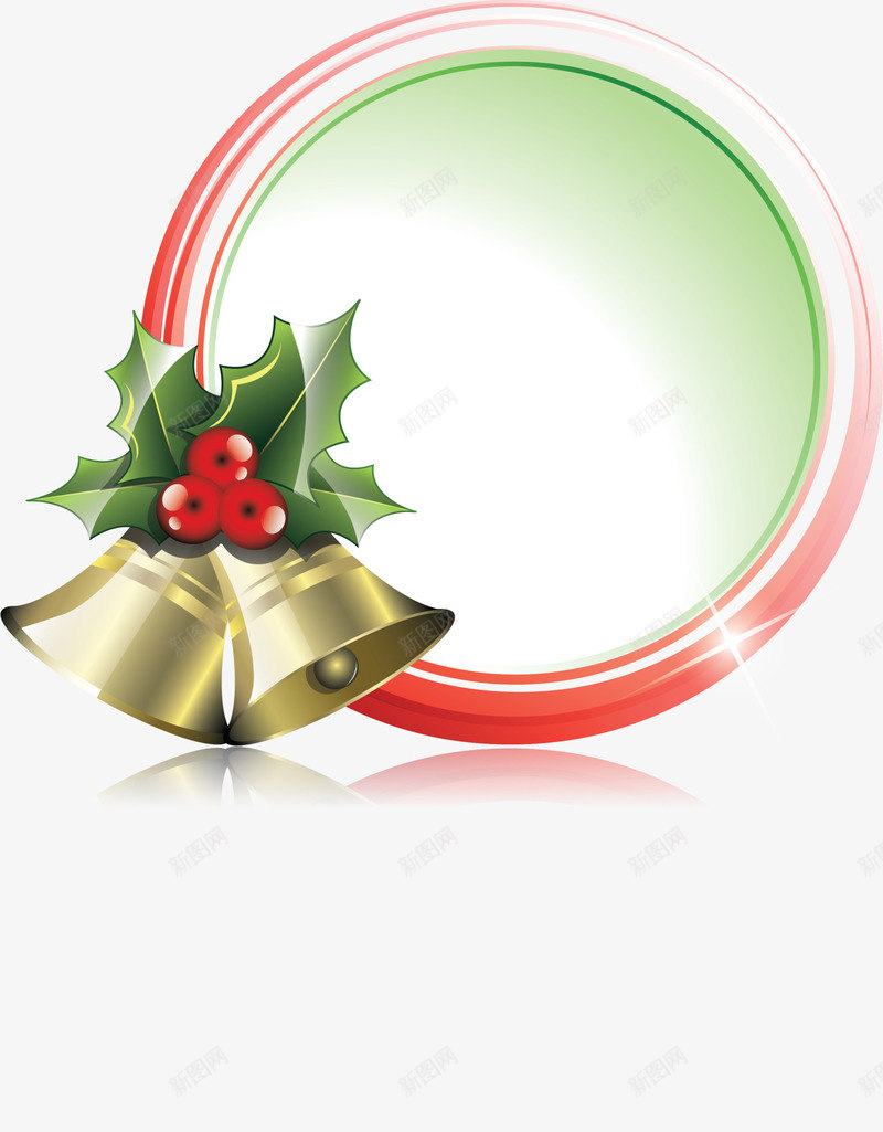 圣诞节铃铛圆形框架png免抠素材_新图网 https://ixintu.com Christma Christmas Merry 冬青 圆形框架 圣诞快乐 圣诞节 摇铃 铃铛