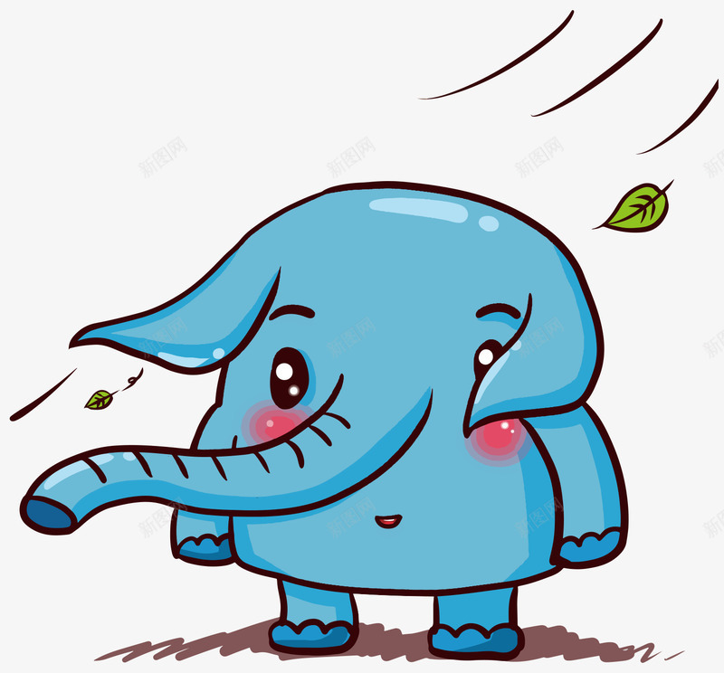 蓝色大象psd免抠素材_新图网 https://ixintu.com 卡通 卡通大象 卡通手绘 大象 大象矢量图 孤单的大象 寂寞 湖蓝 蓝色 蓝色大象