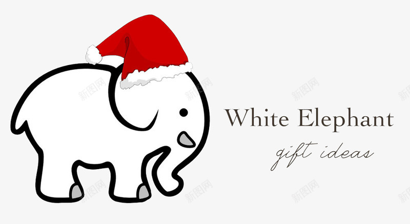 圣诞帽白象png免抠素材_新图网 https://ixintu.com 动物玩具 可爱风格 圣诞帽 大象 摆件 玩偶 玩具 白象