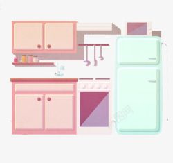 粉色厨房素材