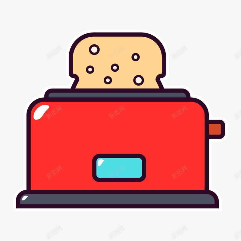 红色面包机png免抠素材_新图网 https://ixintu.com 厨具 厨房 厨房用品 广告设计 彩色 彩色厨房用品 扁平化 早餐 设计 面包加热 面包机