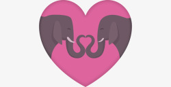 情人节大象粉红色爱心情侣大象矢量图高清图片
