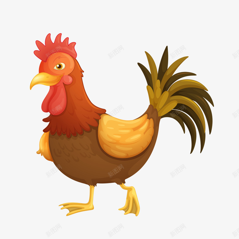 卡通可爱的农场公鸡png免抠素材_新图网 https://ixintu.com 公鸡 农场 动物设计 卡通 可爱 家禽