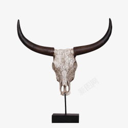 动物头骨美式乡村天然树脂牛头骨动物摆件高清图片