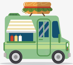 绿色餐车美味汉堡餐车矢量图高清图片