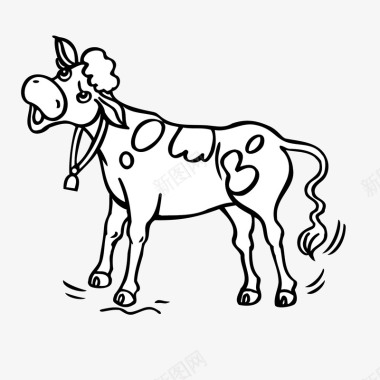 手绘动物牛铃铛矢量图图标图标