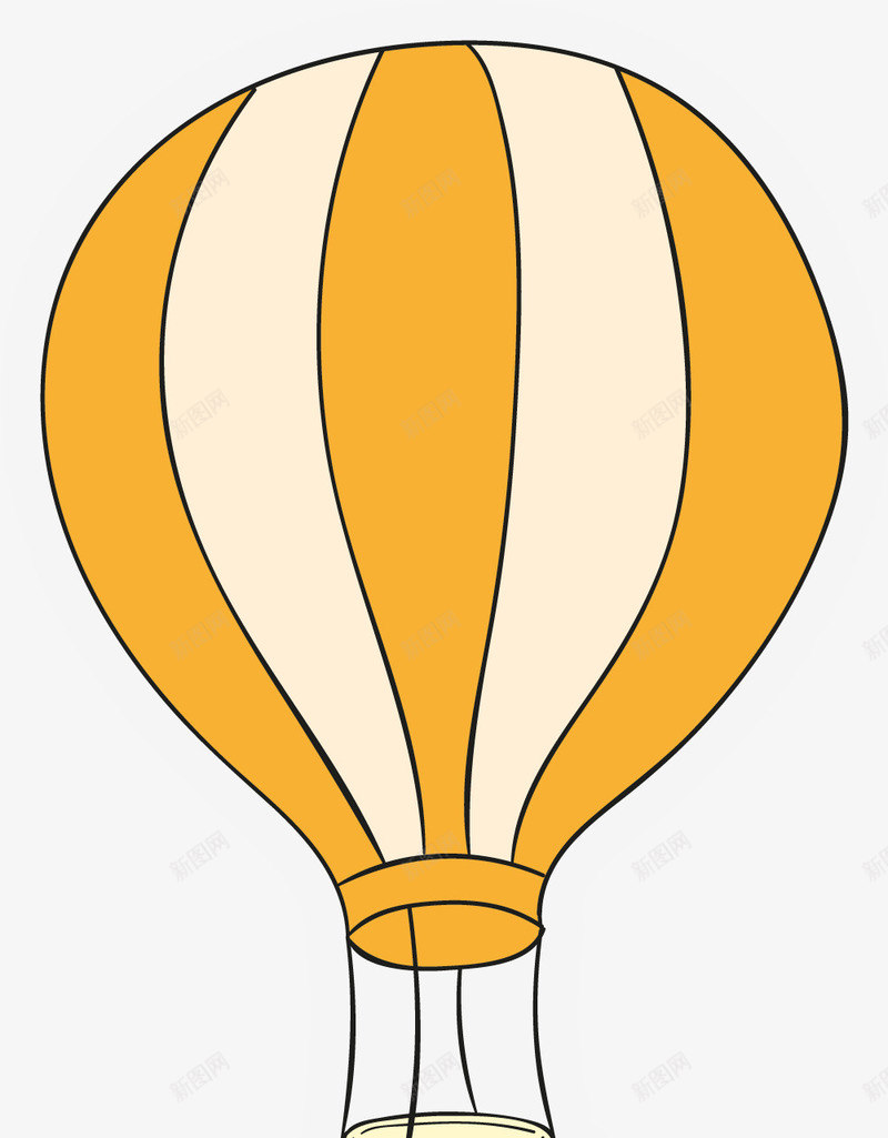 手绘黄色热气球png免抠素材_新图网 https://ixintu.com 免抠PNG 弧线 手绘 热气球 童趣 线条 黄色