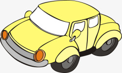 黄色卡通小车车窗素材