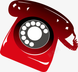 红色号码简约红色电话机高清图片
