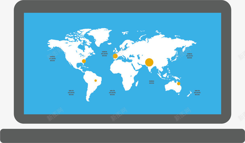 世界地图矢量图ai免抠素材_新图网 https://ixintu.com 世界地图 折线图 柱状图 红色 绿色 蓝色 饼图 饼状图 矢量图