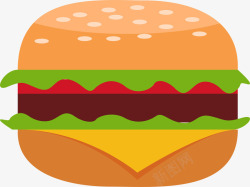 卡通扁平化汉堡包素材
