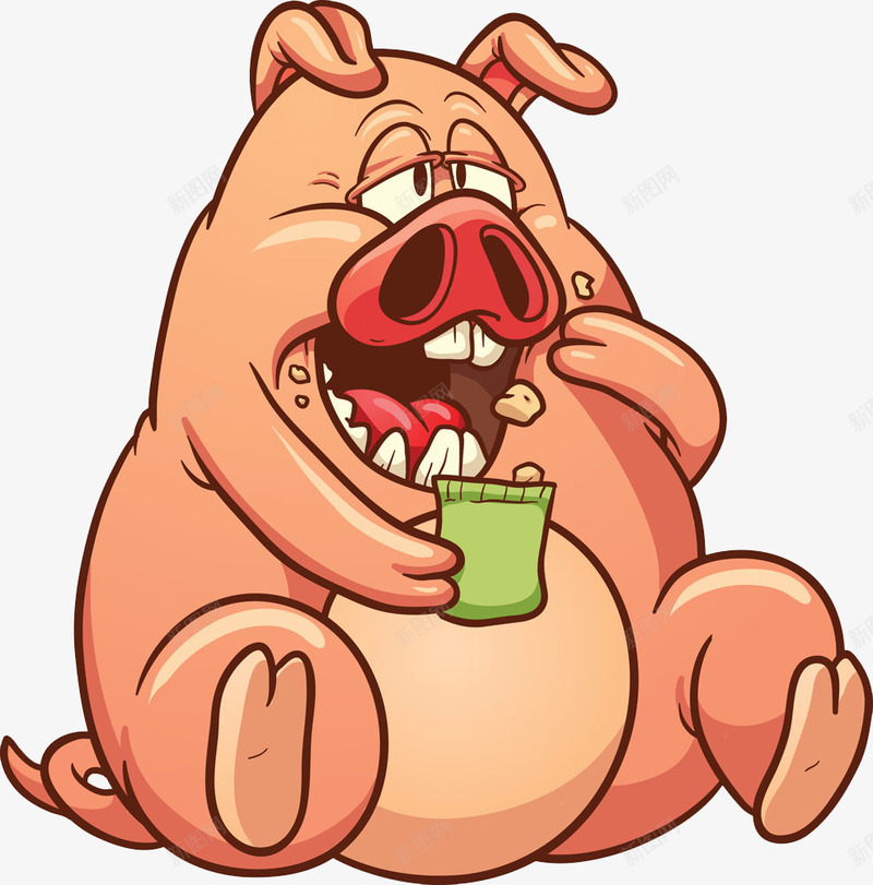 卡通胖猪png免抠素材_新图网 https://ixintu.com 卡通 可爱 吃得很饱的卡通猪 大肥猪 猪 童趣 胖