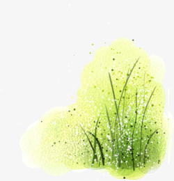创意合成植物图案水彩草丛素材