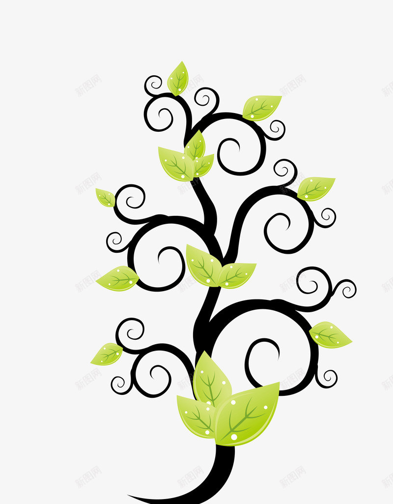 弯曲的绿色小树png免抠素材_新图网 https://ixintu.com 卡通手绘 弯曲 树 绿色