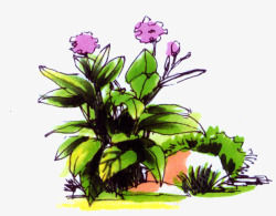 绘画紫色花卉花园海报素材