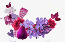 卡通紫色小花玫瑰装饰素材