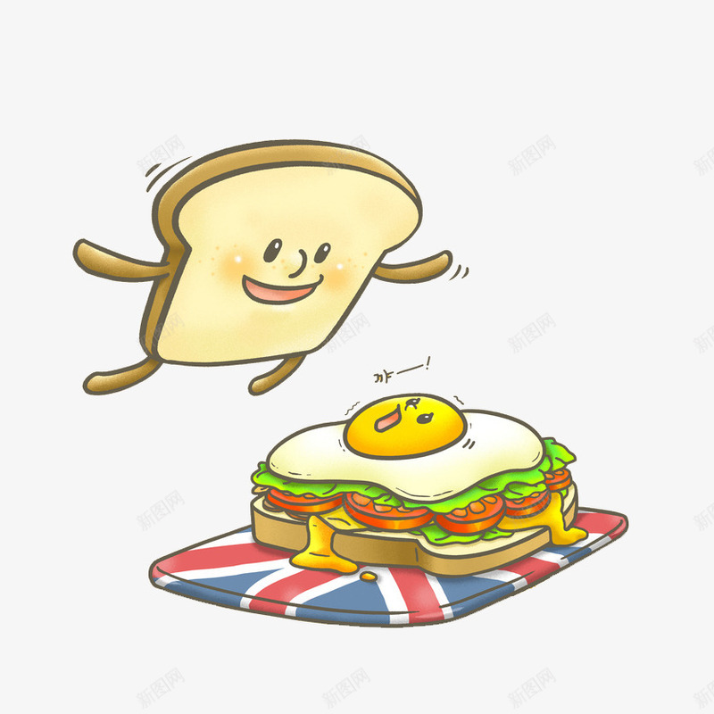 卡通可爱的面包片图png免抠素材_新图网 https://ixintu.com 三明治 创意的 卡通 可爱的 插图 汉堡 面包片 食物