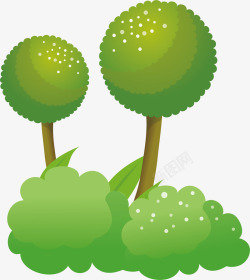 矢量绿树草丛绿树元素高清图片