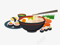 碗筷子面寿司素材