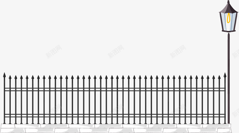 手绘栅栏矢量图ai免抠素材_新图网 https://ixintu.com 手绘 栅栏 路灯 矢量图