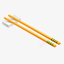 筷子摆放金黄色一双筷子矢量图高清图片