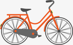 手绘橙色自行车素材