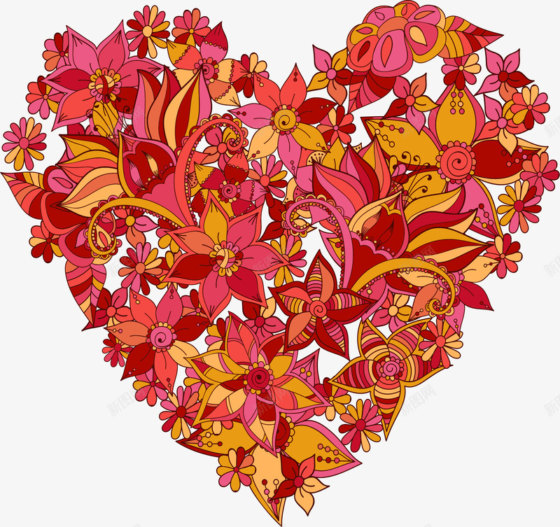 红色宗教花朵拼图png免抠素材_新图网 https://ixintu.com 宗教花朵 浪漫 矢量素材 红色 花朵拼图