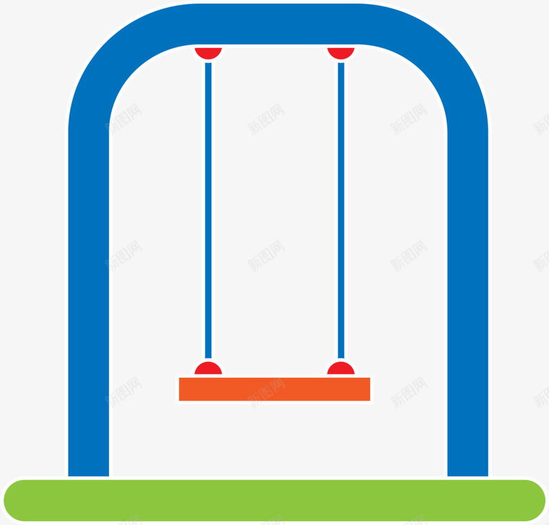 蓝色扁平玩具秋千png免抠素材_新图网 https://ixintu.com 儿童玩具 游乐设施 游戏 玩具秋千 玩耍 童年 童趣 荡秋千