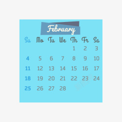 2018年二月蓝色2018年二月四边形日历矢量图高清图片