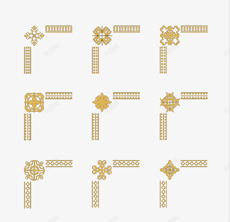 金色边角花纹png免抠素材_新图网 https://ixintu.com 花纹 边角 金色