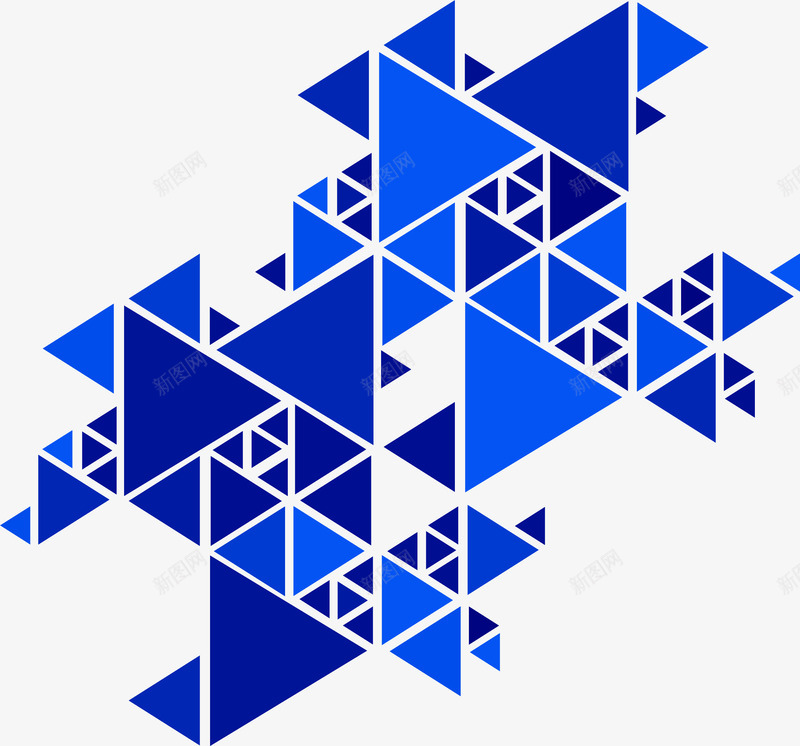 蓝色三角形拼图海报矢量图eps免抠素材_新图网 https://ixintu.com 三角形 三角拼图 矢量png 艺术感 艺术海报 蓝色三角形 矢量图