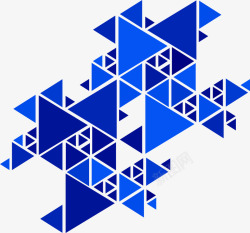 蓝色三角形拼图海报矢量图素材