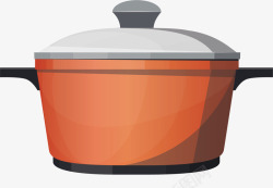 红色的锅红色厨房锅子双耳锅矢量图高清图片