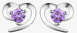 紫色钻时尚气质爱心紫色钻银耳钉高清图片
