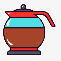 手绘热水壶彩色的热水壶矢量图高清图片