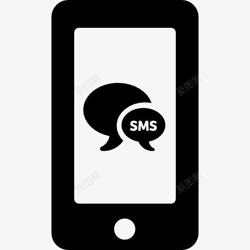 短信气泡符号在手机屏幕图标png_新图网 https://ixintu.com 工具 工具和器具 手机 电话 短信 通讯 邮件