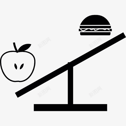 健康食品和垃圾食品图标png_新图网 https://ixintu.com 健康食品 垃圾食品 平衡饮食 汉堡包 苹果 食品
