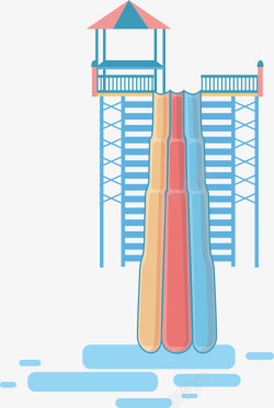 水上滑梯矢量图蓝色立体水上滑滑梯高清图片