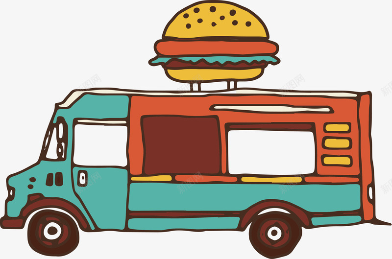 手绘汉堡餐车png免抠素材_新图网 https://ixintu.com 手绘汉堡 汉堡 汉堡包 汉堡餐车 矢量png 美食汉堡
