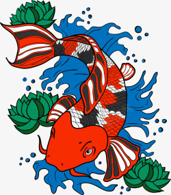描边鱼矢量图素材