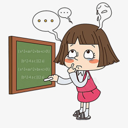 黑板的挂件思考的女孩高清图片