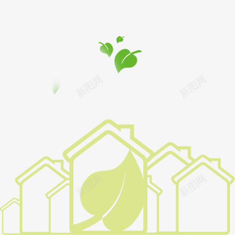 绿色家园png免抠素材_新图网 https://ixintu.com 卡通 家园 小房子 绿色 装饰