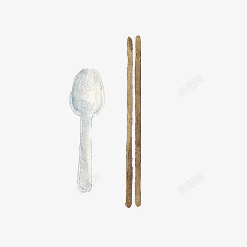 用餐工具手绘画片png免抠素材_新图网 https://ixintu.com 勺子 用餐工具 筷子 色彩画